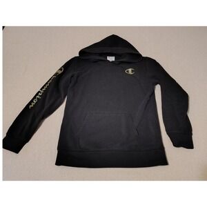 Champion Black Youth Large L 14 16 Spell‎ Out Sleeve Pocket Hoodedie